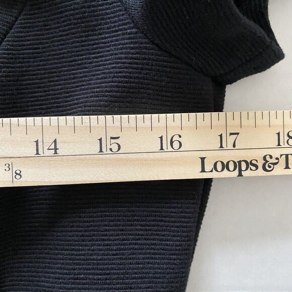 Talbots Black Short Sleeve LBD Stretchy Career Mini Dress Beaded Neckline 8P - Picture 6 of 10